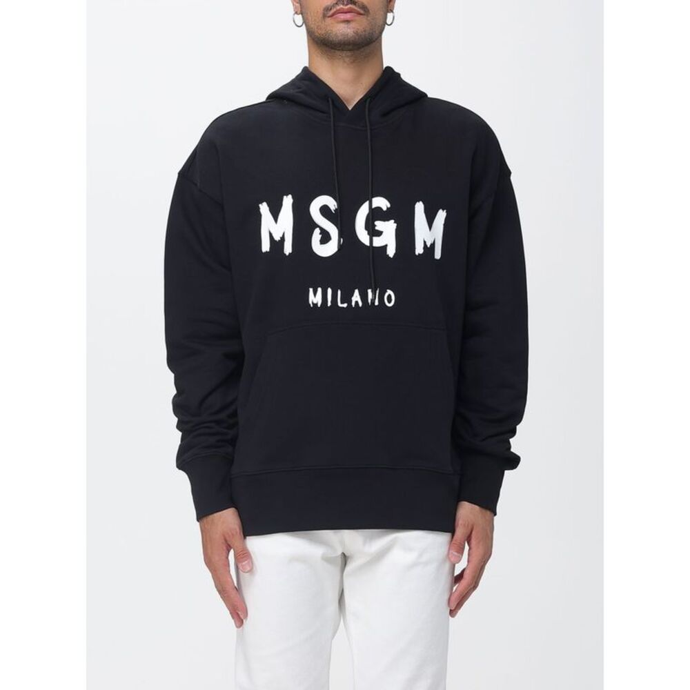 Msgm Men Msgm Relaxed Fit Cotton Hoodie With Pouch Pocket And Logo